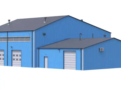 iIndustrial Building 9 Blue Low-poly 3D model