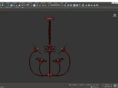 DOMINICA brass flower chandelier Low-poly 3D model