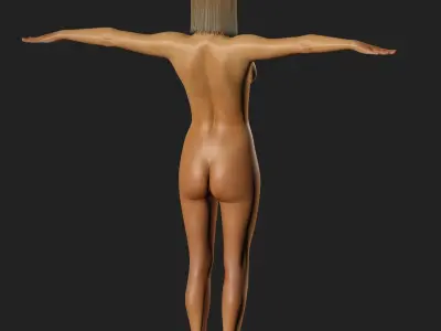 Realistic Woman standing woman on the floor  without dress  3D model