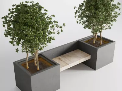plant interior exterior bench 04 3D model