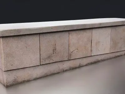 Stone Bench Set Low-poly 3D model