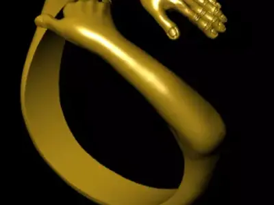 Couple Hand Ring Symbol of Love Connection 3D Jewelry Model File 3D print model