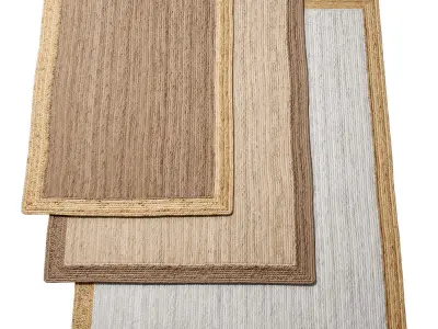 Natural Braided Jute Rug set 8 in one 3D model