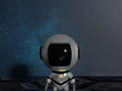 Astronaut on deserted planet Low-poly 3D model
