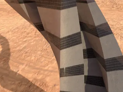 Sci fi Tower Concrete And Windows 3D model