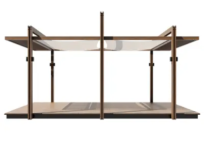 Pergola outdoor canopy with wooden frame 3D model