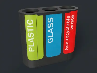 Street Trash Can 29 PBR Game Ready Low-poly 3D model