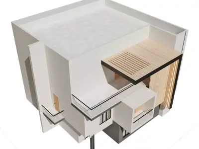 Modern Minimalist Cube House Exterior 3D model