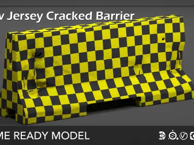 New Jersey Cracked Barrier Low-poly 3D model