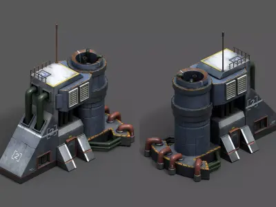 Scifi exterior skyscraper cityscape futuristic technology  Low-poly 3D model