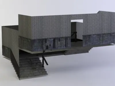 Corridor with stairs Low-poly 3D model