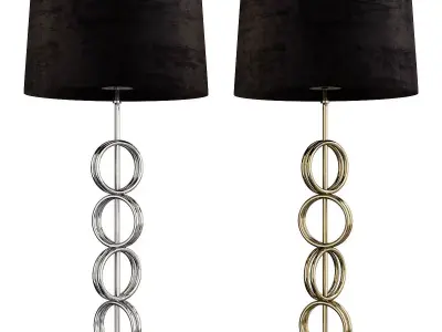 Decorative Polished Nickel Table Lamp With Black Fabric Shade Low-poly 3D model