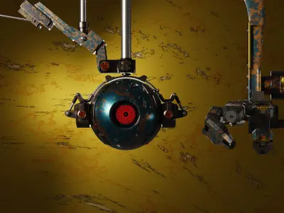 Robot with mechanical arm 3D model