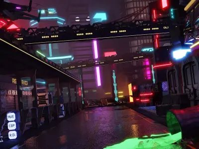 Cyberpunk City Street Environment 3D model