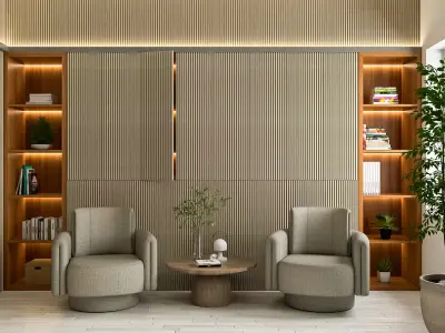 Semi Industrial Home Office Interior Design Low-poly 3D model