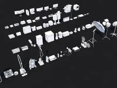 70 Interior Electronic Collection Pack for Game Ready Low-poly 3D model