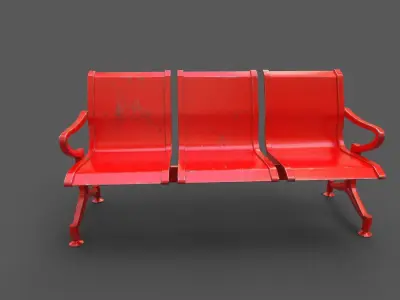 Street Bench Low-poly 3D model