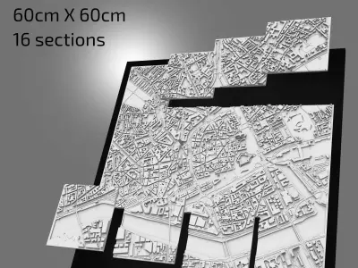 3D Nantes Map City Art Landmark Model of Nantes Skyline 3D Art 3D print model