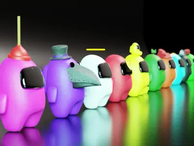 Among Us Character pack 3D model