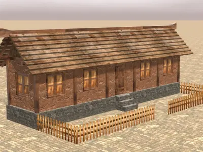 Modular Low Poly Medieval Houses for RPG and Fantasy Projects Low-poly 3D model