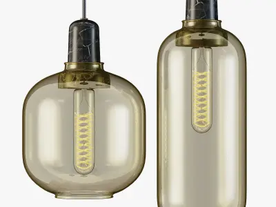 normann copenhagen amp pendant lamp grey and gold 3D model