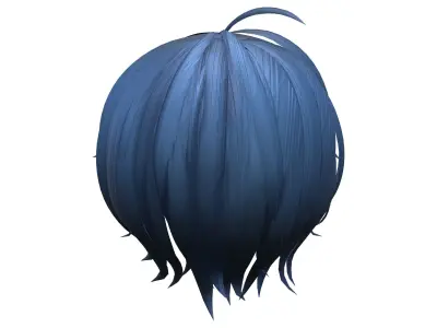 Sci-fi Blue Short Female Hair Low-poly 3D model