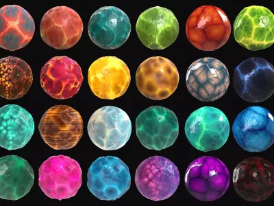 24 Stylized and Seamless Crystals PBR Textures and Materials Texture