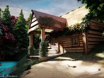 Salt Water Hut Low-poly 3D model