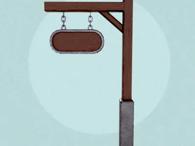 Medieval Wooden Signboard Free low-poly 3D model