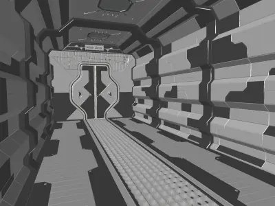 Sci Fi Corridor Main Deck Low-poly 3D model