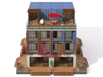 Container Residential Apartment Building 3D model