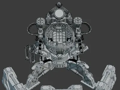 3D Turret with control cockpit  3D model