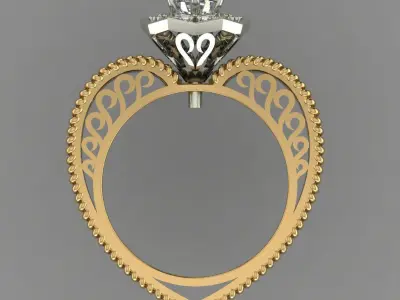 Love Ring Heart Shaped Diamond Ring 3D Print Model 3D print model