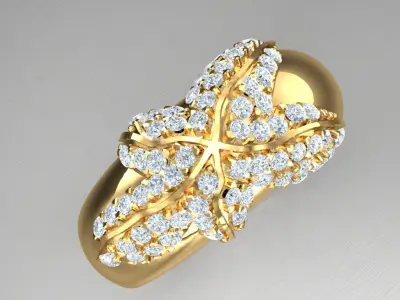 Light Gold Diamond Men Ring 2MR054 3D model