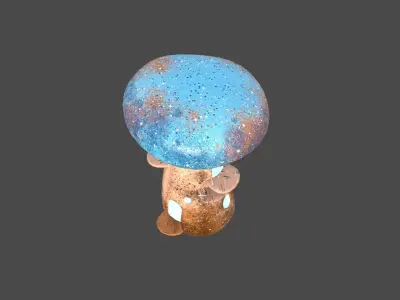 Fantasy Mushroom F05 Blue Orange - Scene Backdrop Design Low-poly 3D model