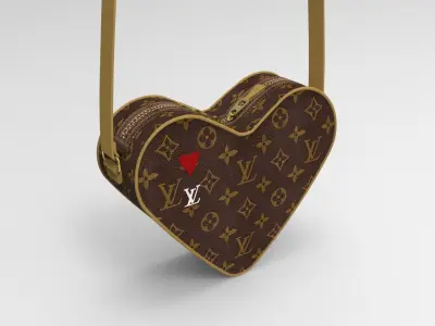 LV Pattern Heart bag Low-poly 3D model