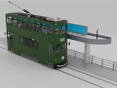 Hong Kong Tram Low-poly 3D model