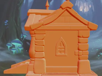Stylized Fantasy Woodland Cottage House Printable Free 3D print model