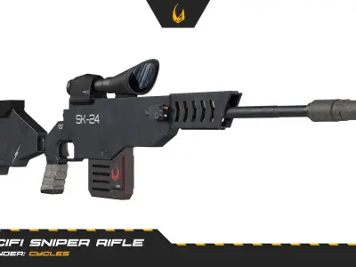 SciFi Futuristic Sniper Rifle -Scifi Weapons 001 Low-poly 3D model