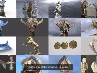 Roman Bust Statue collection 3D Model Pack