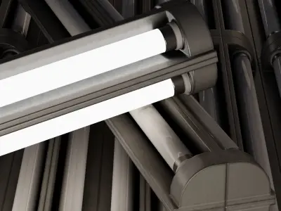 Fluorescent Neon Lamp - Wall-Lamp 3 - Low-Poly Version Low-poly 3D model