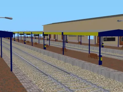 Railway Station Platform 3D Model Environment 2025 Low-poly 3D model