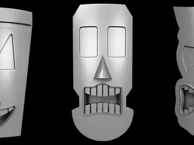 95 Tiki Face base and high Pack  Low-poly 3D model