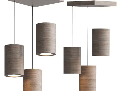 Wooden Hanging lamp Polished 3D model