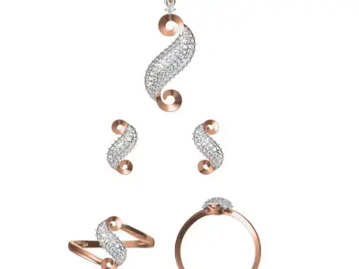 Light wt Ring Earrings Pendant set stl jcd 1-render details 3D print model 31