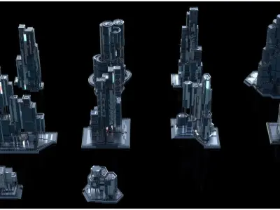 MODERN BUILDING AND SKYSCRAPER PACK KITBASH CITY WORLD KIT 3D model