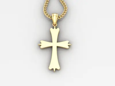 Light Gold 18K Cross Pendant 1CP045 3D print model