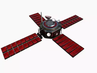 Satellite H04 Steel Red - SciFi Space Design Low-poly 3D model