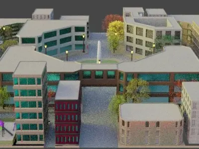 Small Town  Low-poly 3D model