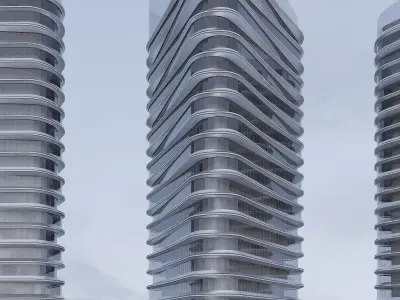 mixed use modern building 3D model